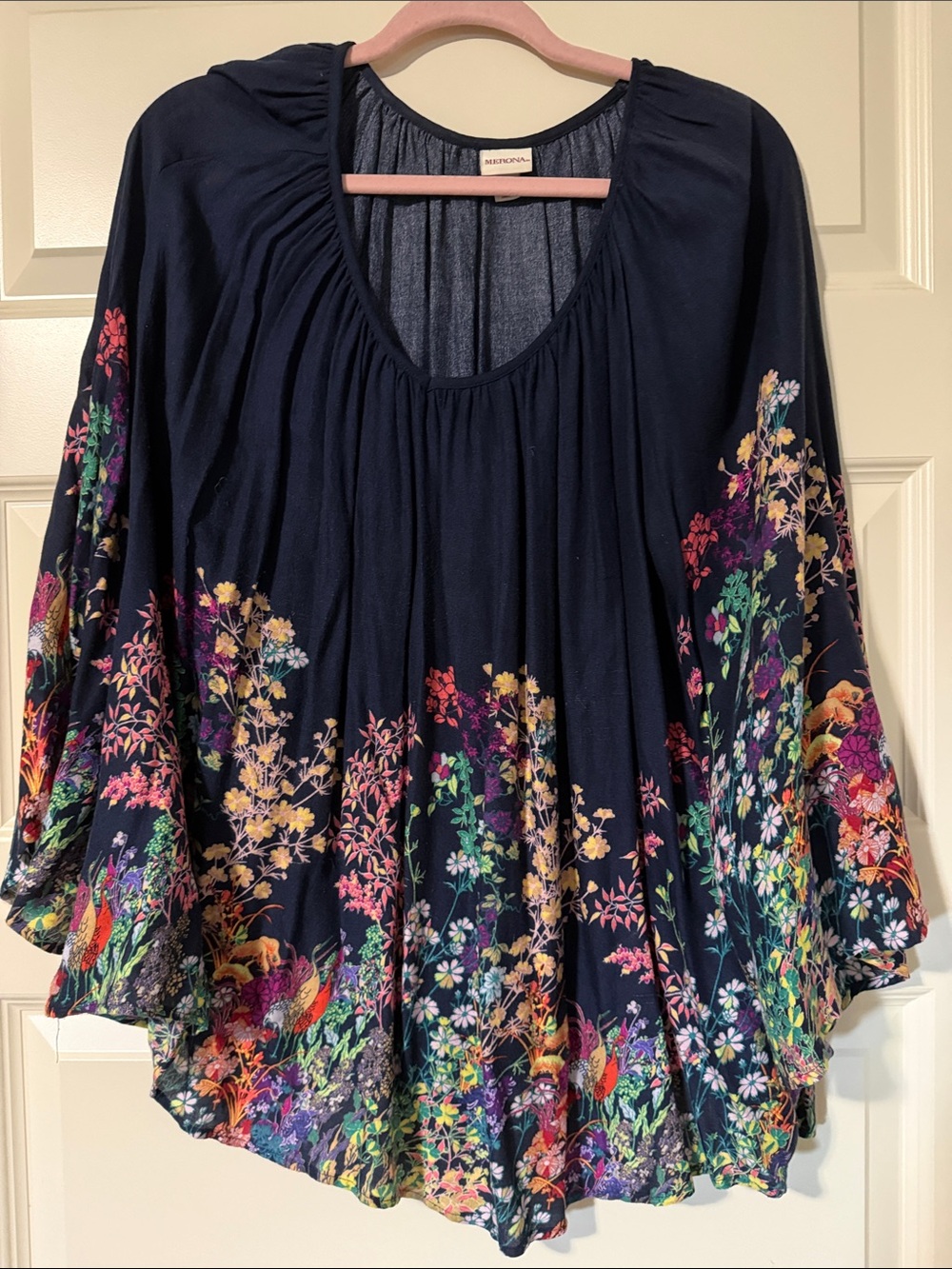 Merona Navy Floral Peasant Tunic